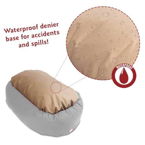 Majestic Pet 40 Inch Bagel Calming Dog Bed Washable – Cozy Soft Round Dog Bed with Spine Support for Dogs to Rest Their Head - Fluffy Donut Puppy Mat 40x29x9 (Inch) Large – Tan - color: Palette Heathered Tan