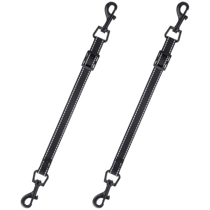 2pcs Reflective Nylon Dog Collar Clips, Double-Ended Backup Dog Collar Safety Clasp Clip Adjustable Harness Connector for Pet, Black