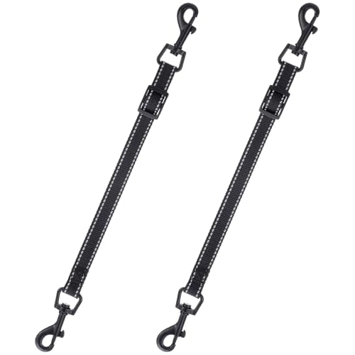 2pcs Reflective Nylon Dog Collar Clips, Double-Ended Backup Dog Collar Safety Clasp Clip Adjustable Harness Connector for Pet, Black