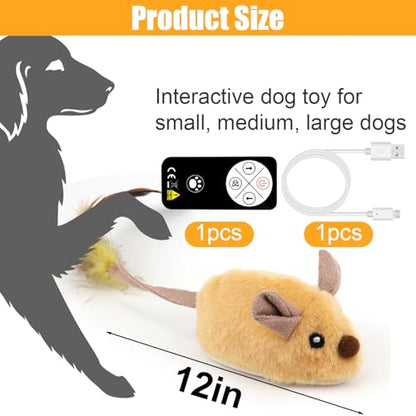 Mity rain Interactive Dog Toys, Fake Remote Control Dog Toy to Keep Them Busy, Dog Mouse Toy with Realistic Sound & Extended Tail, Automatic Dog Toy for Cats Dogs Pet, Squeaky Dog Toys Yellow - color: Yellow Remote Version