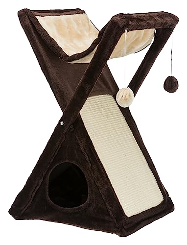 Trixie Miguel Fold and Store 25.5" Indoor Furniture for Cats - Sisal Scratcher - Cave - Interactive Hanging Toy - Hammock/Bed - Brown - color: Brown