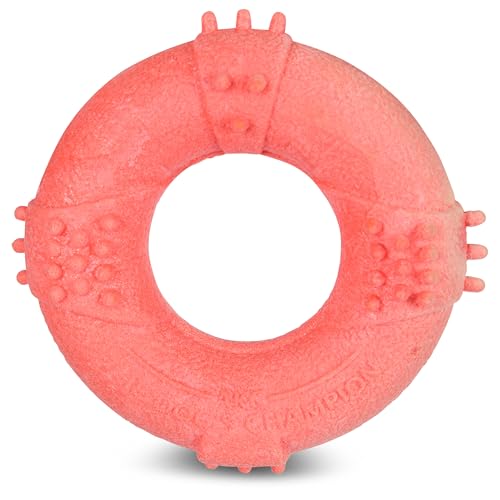 AKC Sport TPR Toys for Aggressive Chewers – Durable Rope Frisbee, Foam Ring & Spiked Football – Vanilla Scented, Great for Heavy Chewers - color: Ring
