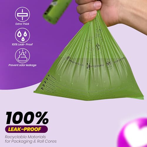 Dog Poop Bags-150 Counts with Holder (10 Rolls), Biodegradable Poop Bags, Eco-friendly and Easy to Open, Thick Dog Waste Bags (Green) - color: Green, size: 1 Count (Pack of 150)