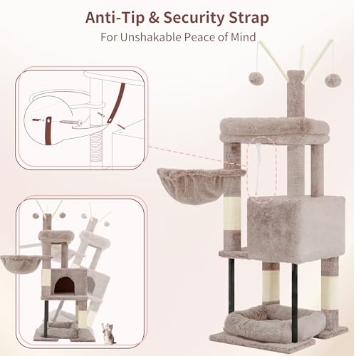 Heybly Cat Tree，HCT202SMU - color: Muchroom, size: 45.3 inch