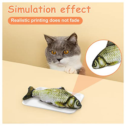 Andiker Cat Interactive Toys (3Pcs), Cotton Filled Catnip Fish-Shaped Toys for Indoor Cats, Cat Toy Set for All Breed Sizes