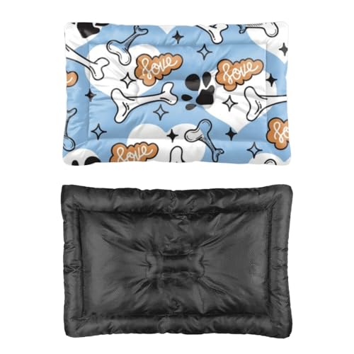 Cozy Cat Bed with Anti- Slip Bottom, Dogs Bone Paw Prints Dog Furniture Chew Proof Crate Pad Outdoor Dog Beds Breathable Bed Mat for Indoor& Outdoor Sofa Cars, Machine Washable 24 × 18 inch - size: 24 × 18 inch