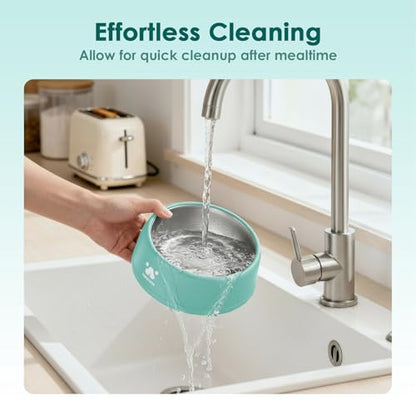 PAWGETHER® Stainless Steel Dog Bowls, Dog Food and Water Bowl Non-Slip Easy to Clean Dishwasher Safe for Puppy Small Medium Dogs Cats Mint Green 34oz - color: Mint Green (34oz)