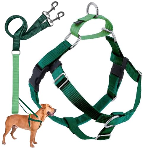 2 Hounds Design Freedom No Pull Dog Harness, Adjustable Harness and Leash Set, Easy Walking & Comfortable Control, Fits Small, Medium & Large Dogs, Solid Colors, Made in USA, 5/8" XS, Kelly Green - color: Kelly Green, size: XS (Chest 15"- 20")