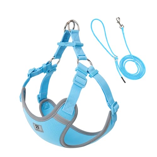 Dog Harness, Reflective No-Pull Pet Vest Harness for Small Medium Dogs, Adjustable Breathable Sandwich Mesh Fabric Harness for Walking Hiking Outdoor (SkyBlue, S) - color: SkyBlue, size: S