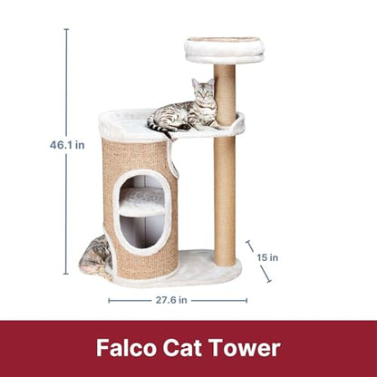 Trixie Falco 46-in Cat Tower, Sisal Scratching Posts, 2-Story Cat Condo, Plush Platforms, Removable Bed, Brown, 117 cm