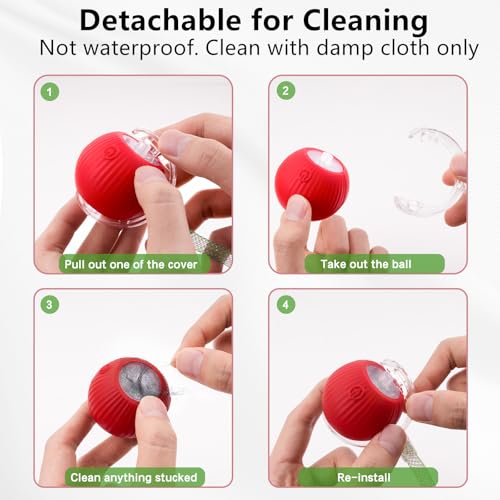 SUPERSUN Interactive Cat Toy Balls, Automatic Rolling Cat Tease Ball with Bird Chirping Sound & 3 Modes, Rechargeable USB Kitten Toys for Indoor Cats, 2 Fun Flexible Tails Stimulate Hunting Instincts