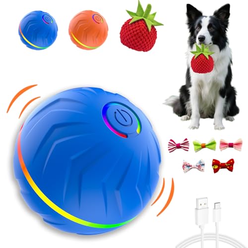 Interactive Dog Toys Dog balls, Automatic Moving Bouncing Rotating Interactive Dog Ball, Durable Motion Activated Automatic Rolling Ball Toys for Puppy Small Medium Large Dogs, Anti Boredom Dog Toys - color: Blue
