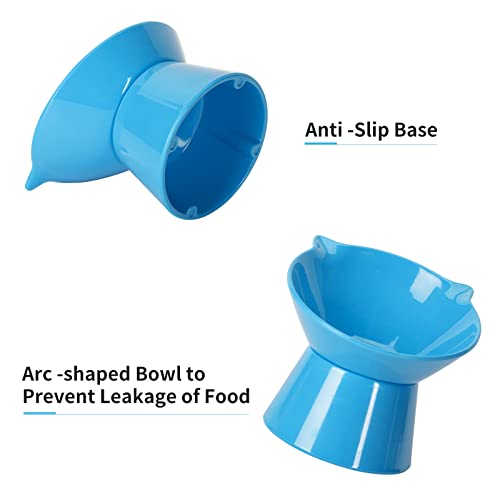 Detachable Elevated Cat Bowls, 15° Tilted Raised Cat Food Bowl Anti-Vomiting,Whisker Friendly, Adjustable Cat Dishes for Protecting Spine,Adult Kitten - color: Blue