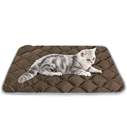 Self Warming Cat Bed Self Heating Cat Mat Thermal Pet Bed Mat Self-Warming Dog Crate Pad - color: Coffee, size: 27.6"L x 18.8"W x 0.5"Th