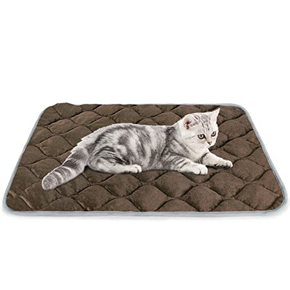 Self Warming Cat Bed Self Heating Cat Mat Thermal Pet Bed Mat Self-Warming Dog Crate Pad - color: Coffee, size: 27.6"L x 18.8"W x 0.5"Th