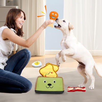 Hide and Seek Dog Toys, Squeaky Interactive Puzzle Dog Toys for Boredom and Stimulation, Dog Enrichment Toys for Small and Medium Dogs - Toaster - style: H-Toaster
