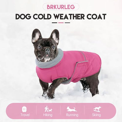 BRKURLEG Dog Winter Jacket, Warm Dog Winter Coats for Small and Medium Large Dogs, Reflective Adjustable Pet Cold Weather Coats, Waterproof Dogs Snow Jacket Clothes Fleece Vest (L, Rose Red) - color: Rose Red, size: Large