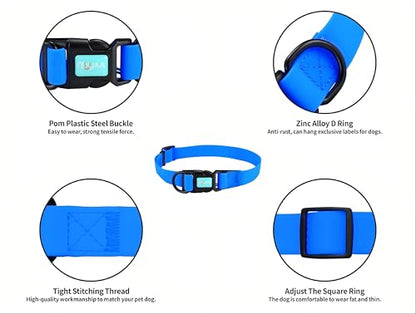 Waterproof Dog Collars,Easy Clean Collar,Adjustable Dog Collars for Small,Medium, Large Dogs (Blue, M) - color: Blue, size: M