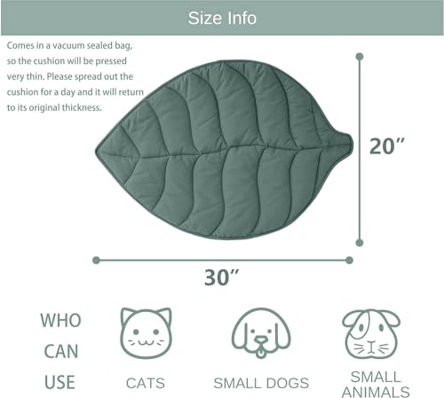 Letalong 30 X 20 Inch Leaf Shaped Cotton Cat Bed Pad, Warming Cat Mat, Pet Warming Pad for Cats, Warmer Mat for Feral and Indoor Cats, 2025 Enlarged and Thickened Leaf Beds - color: Green-01