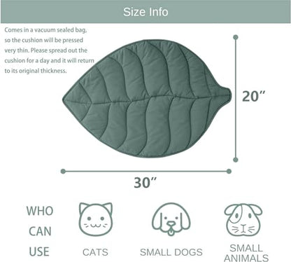 Letalong 30 X 20 Inch Leaf Shaped Cotton Cat Bed Pad, Warming Cat Mat, Pet Warming Pad for Cats, Warmer Mat for Feral and Indoor Cats, 2025 Enlarged and Thickened Leaf Beds - color: Green-01