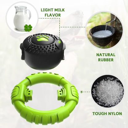 Dog Toys for Aggressive Chewers Large Medium Small Breed, Indestructible Durable Tough Dog Chew Toys to Keep Them Busy, Nylon Rubber Interactive Dog Toys - color: Grass Green