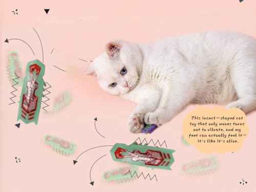 Cat Interactive Toy Educational Cat Teaser Toy 2PCS Electronic Beetle Interactive Set for Indoor Cats Kitten Chase Exercise Battery Operated - color: 2p Green