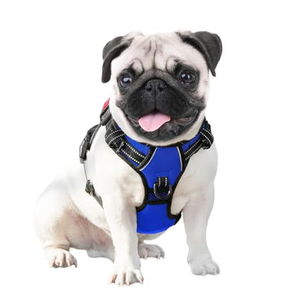 PHOEPET No Pull Dog Harness Medium Reflective Front Clip Vest with Handle,Adjustable 2 Metal Rings 3 Buckles,[Easy to Put on & Take Off](S, Royal Blue) - color: Royal Blue, size: Small