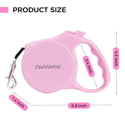Pink Retractable Dog Leash,Strong Nylon Tape-One-Handed One Button Lock for Puppy, Cat, Pet Walking and Training,16ft Dog Walking Leash with 360°Tangle-Free Design,Anti-Slip Handle (Pink -Small) - color: Pink -Small