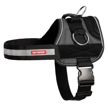 Tuff Pupper Fast Fit Harness for Extra Small Dogs | No Pull No Choke, Escape-Proof | Rugged Padded Breathable Vest | Traffic Control Handle | 3 Leash Clips | Reflective Trim | Easy On Off (XS, Grey) - color: Charcoal Grey, size: X-Small (Chest 16.5-20 Inc