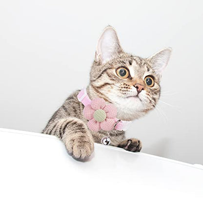 Breakaway Cat Collars with Bells, MUZIEBA Kitten Collar for Girl Boy Adjustable Safety Kitty Collars for Cats Puppy and Small Pets (Pink) - color: Pink