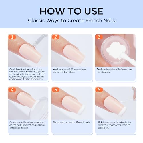 modelones French Tip Tool- 6 Pcs Nail Stamp French Manicure Kit Suitable for DIY Together with Gel Nail Polish Art Tips Printing Tool Kit - color: A 6PCS Nail Stamper kit