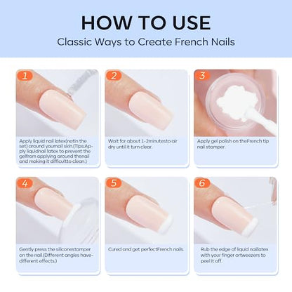 modelones French Tip Tool- 6 Pcs Nail Stamp French Manicure Kit Suitable for DIY Together with Gel Nail Polish Art Tips Printing Tool Kit - color: A 6PCS Nail Stamper kit