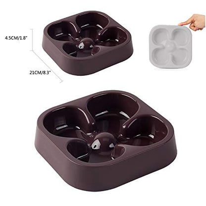 Healthy Slow Feeding Dog Bowl for French Bulldog -Slow Feeder Dog Bowl No Chocking Dog Cat Food Water Bowl with Four-Leaf Clover Pattern (Coffee) - color: Coffee