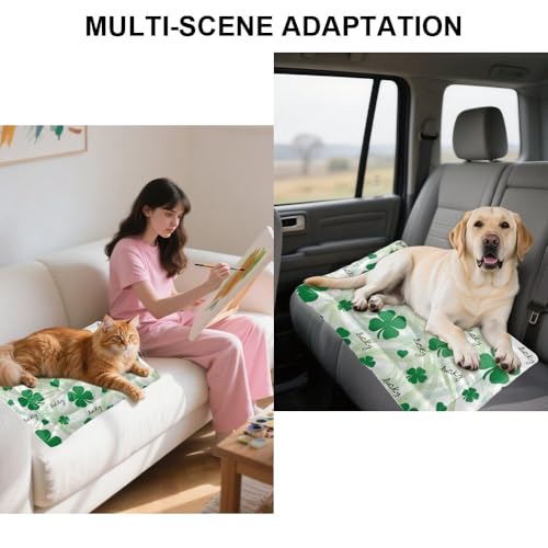 Comfy Cat Beds with Anti-Slip Bottom, St Patricks Day Leaves Dog Necessities Dog Crate Pad Chew Proof Puppy Beds Cozy Bed Mats for Indoor& Outdoor Sofa Cars, Machine Washable 24 X 36 Inch - size: 36 × 24 inch