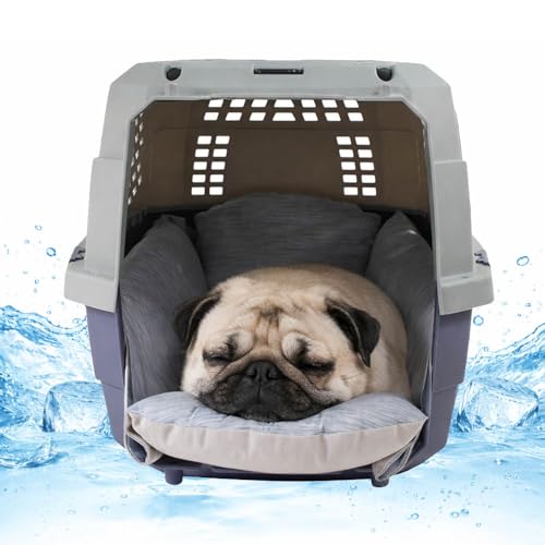 Helen's Pet Bed Cooling Dog Crate Bed, Reversible Washable Crate Mat for Small Dogs, Summer Cooling Dog Bed, Multi-Fit Cushion for Crate Carrier Stroller, Blue, S(Label: M JP Size) - color: Blue (Cooling), size: Small