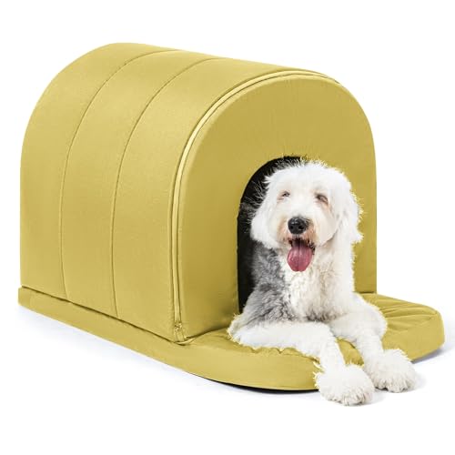 PELZIN Orthopedic Dog Bed House - Outdoor Waterproof Dog Tent with Washable Removable Cover - Durable Indoor Pet Cave Bed for Extra Large Breeds & Fits 42-Inch Crate - 41"x27", Moonstone - color: Moonstone, size: 41"L x 27"W x 28"Th