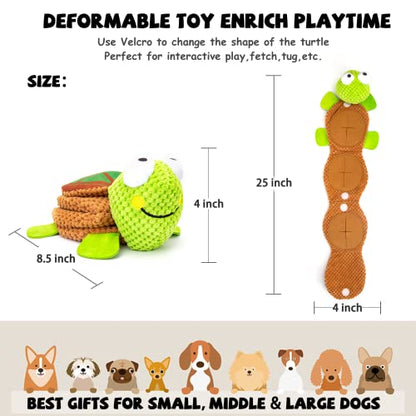 lilfrd Dog Puzzle Toys - Enrichment Squeaky Crinkle Snuffle Treat Dispensing Smart Dog Toys for Boredom and Stimulating, Durable Plush Toys for Large Medium Small Breed - Turtle - style: Turtle