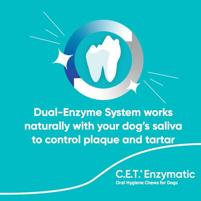 Virbac C.E.T.® Enzymatic Oral Hygiene Chews for Dogs, Large - Plaque & Tartar Control - Single Layer Beefhide with Exclusive Dual-Enzyme System & Tasty Chicken Flavor - Easy to Give Dog Dental Chew - size: 1.13 Pound (Pack of 1)