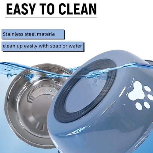 kathson 2 Pack Stainless Steel Dog Bowls,6" Spill Proof Metal Dog Food Bowls,Nonslip Rubber Bottom Pet Food and Water Bowl Set,Puppy Dishes Feeder for Medium Small Dogs,Grey - color: Grey, size: 2.5cups
