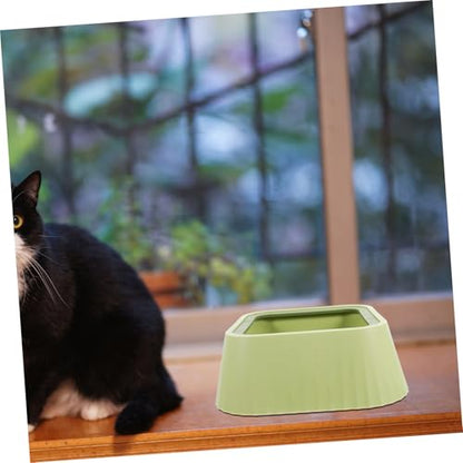 YARNOW Pet Water Bowl Floating Mechanism Spill Drinking Bowl for Small Pets Plastic Design Encourages Hydration Easy to - color: Green