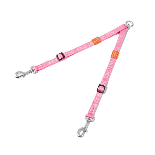 Double Dog Leash, No Tangle 360° Swivel, Adjustable Two Padded Handles, Double Clip Dog Leash Coupler Splitter Breeds (Pink, 4/5'' x 0.9 FT, Ultralight) - color: Pink, size: Pro M/L