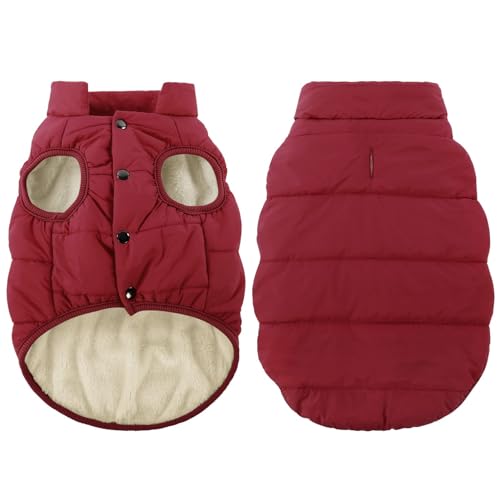 ASENKU Dog Winter Coat - Waterproof Windproof Dog Jacket, Warm Snowproof Doggie Puffer Vest for Cold Weather, Lightweight Snow Coats for Small Medium Large Dogs（XS, Red - color: Red, size: X-Small