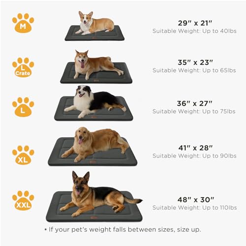 Joydeco Low Profile Dog Crate Mat Reversible Bed Pad, Washable Dog Pad Mat with Ultra Soft Fleece, Compact Design Kennel Beds Mats for Large Medium Small Pets, 35" x 23" Dark Gray - color: Dark Gray