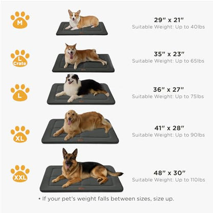 Joydeco Low Profile Dog Crate Mat Reversible Bed Pad, Washable Dog Pad Mat with Ultra Soft Fleece, Compact Design Kennel Beds Mats for Large Medium Small Pets, 35" x 23" Dark Gray - color: Dark Gray