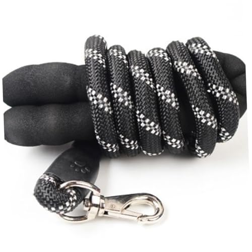 TOYANDONA Reflective Dog Leash 1.5m Black Pet Lead Haulage Cable Sturdy Rope for Walking and Training in Low Light Conditions