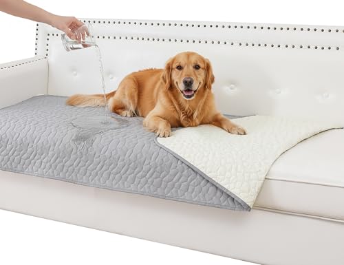 Waterproof Couch Cover for Dogs Washable, Anti-Slip Back Dog Bed Blanket Pet Chair Sofa Furniture Protector(30x70 Inches, Light Grey) - color: Light Grey, size: 30x70 Inches