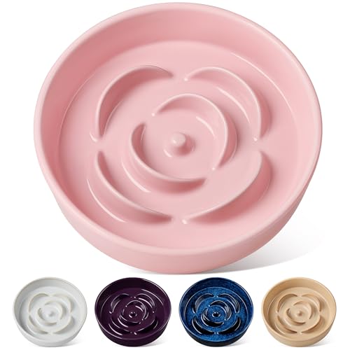 vancasso Slow Feeder Dog Bowl, 3 Cups Ceramic Slow Feeder for Large Breed, Puzzle Maze Dog Food Bowl for Fast Eater, Pink - color: Pink, size: L - 3 Cups