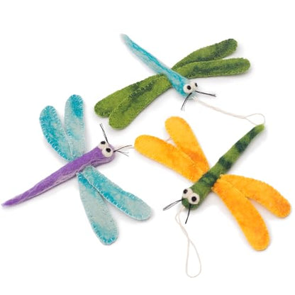 Glaciart One Cat Wand Toy Refill – 3pcs Wool Dragonfly Felt Cat Toy, Durable Lures Attachments for Indoor Play - Filled w/Organic Catnip to Excite/Calm Pet - color: Dragonfly