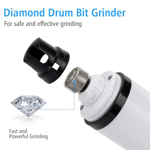 Pet Nail Grinder for Dogs and Cats - Super Quiet and Low Vibration Electric Dog Nail Grinder with 2 LED Lights - USB Rechargeable and Cordless - 3 Speeds - Small to Large Pets (White)
