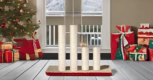 Cat Scratching Post Replacement, 4 Pieces Cat Scratcher Cat Tree Replacement Parts, 15.4'' x 2.67" Dia + 7.87“ x 2.67" DiaNatural Sisal Rope Cat Scratch Posts Include M8 Screws - color: Natural Color